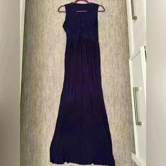 NAVY BRAIDED MAXI DRESS (fits like medium) - Picture 1 of 8